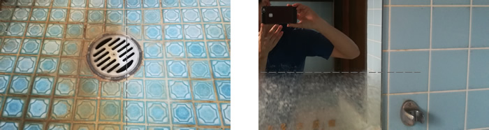 千葉県習志野市　浴室タイルと鏡のウロコクリーニング例